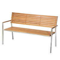 GARTENBANK - Teak massiv / Edelstahl - Silberfarben/Braun, Holz/Metall (151/86/55cm) - home24