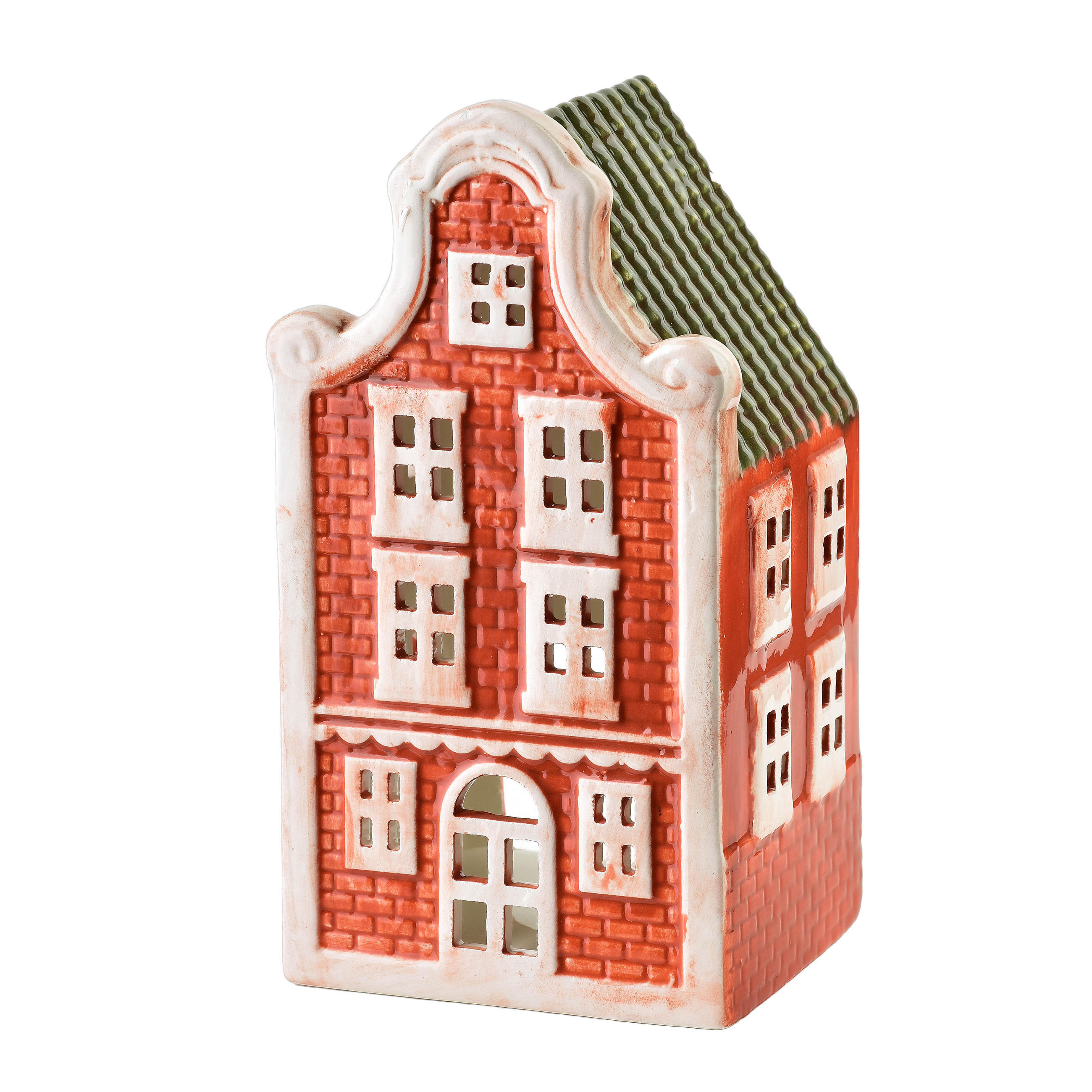 TEELICHTHALTER Hytte Orange 8,5x7,5x16,3 cm Keramik - Orange, Keramik (8.5/16.3cm) - Mondex