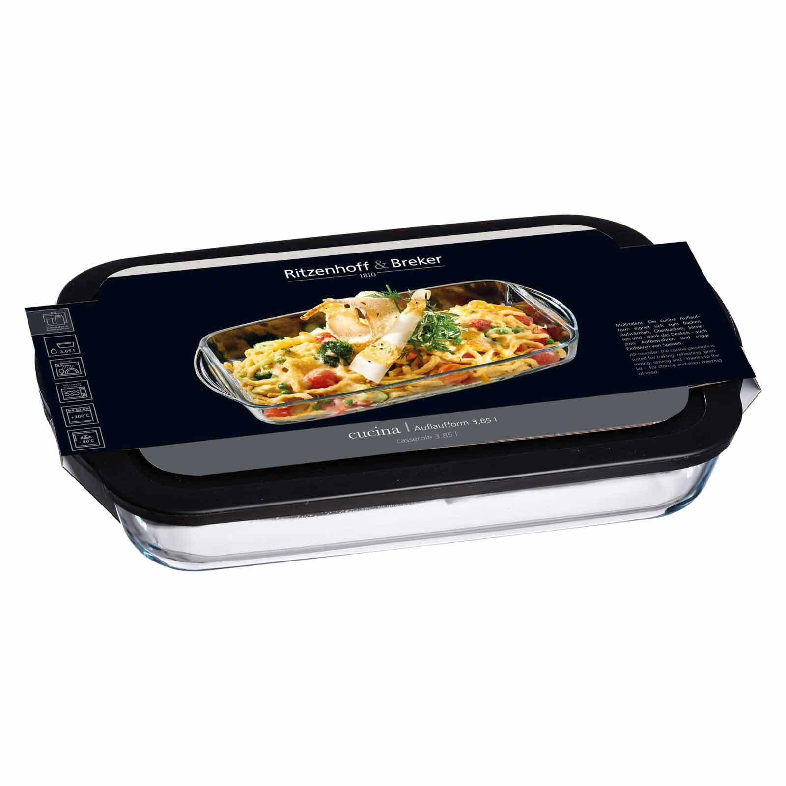 AUFLAUFFORM MIT FRISCHHALTEDECKEL Cucina schwarz 3,85 Liter - Schwarz, Glas (41/26/7cm) - Ritzenhoff Breker