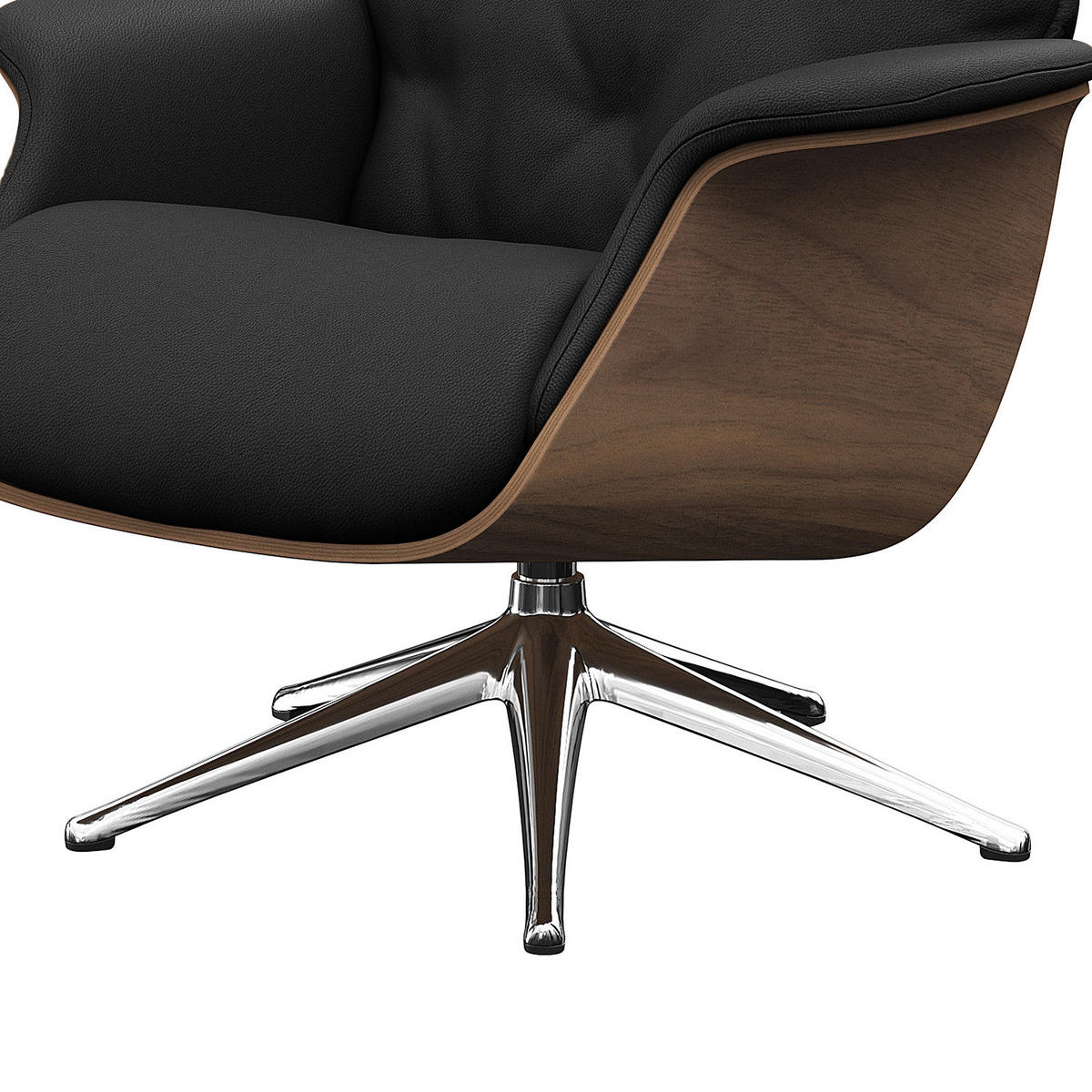 RELAXSESSEL - Echtleder - Chromfarben/Schwarz, Leder/Metall (83/112/83cm) - home24