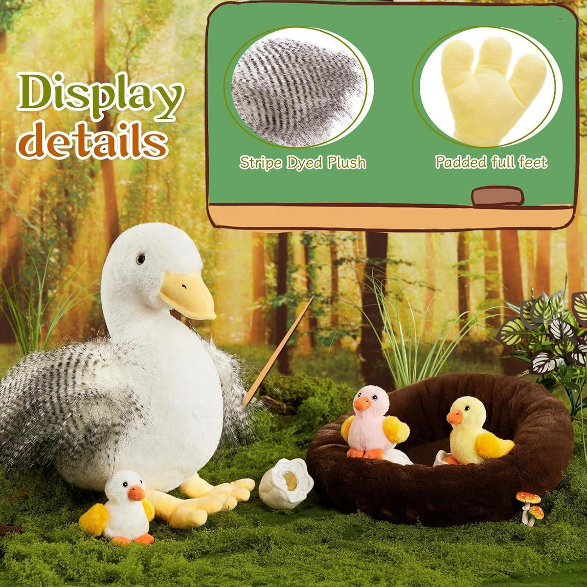 STOFFTIER Ente mit Küken 4-teiliges Set 35 cm - Multicolor, Textil (32/35cm)