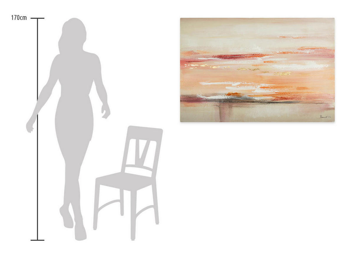 ÖLGEMÄLDE 120/80 cm - Beige/Orange, Holz/Textil (2.2/80cm) - KUNSTLOFT