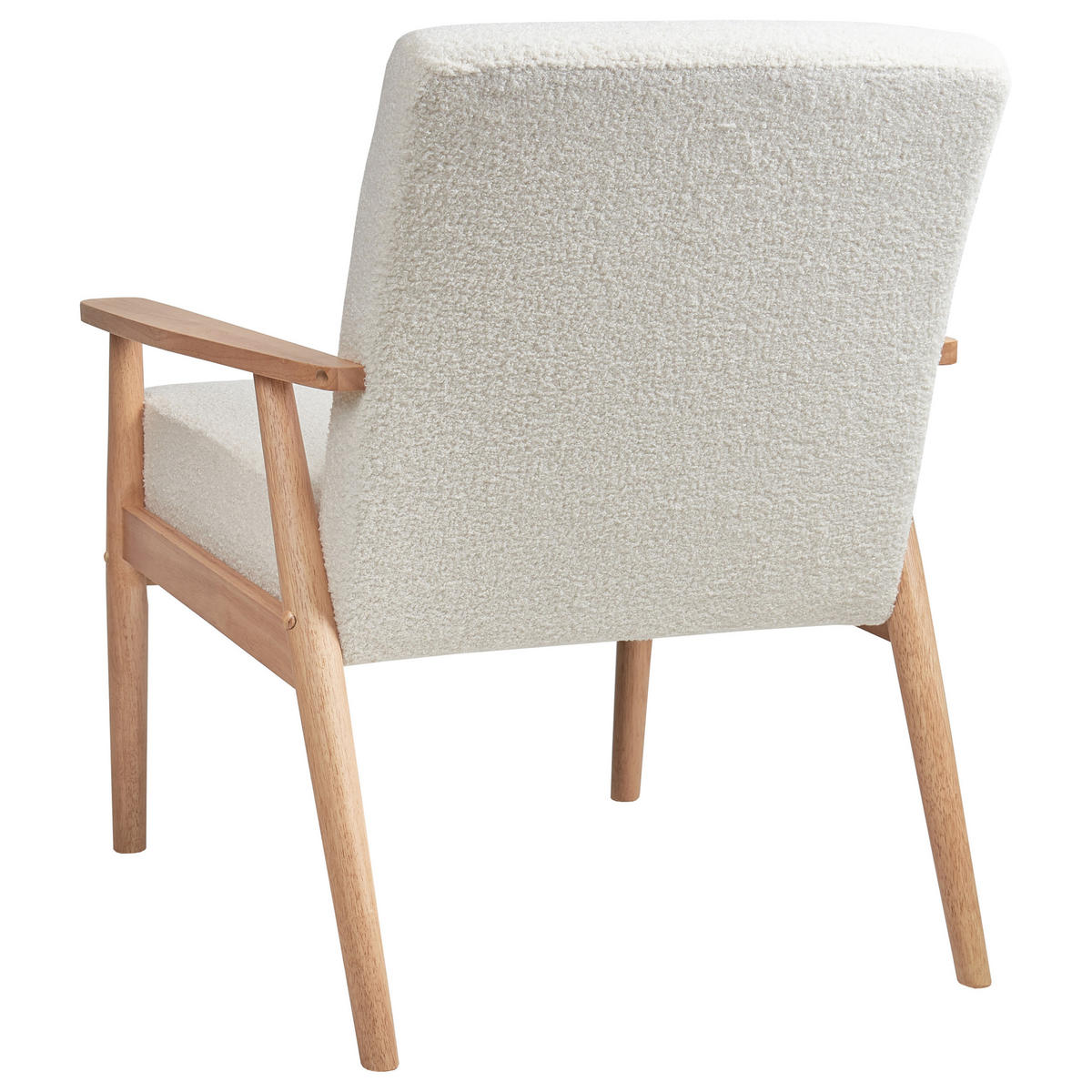 SESSEL Bouclé Hellbraun/Weiß Esrum - Weiß, Textil (62/79/80cm) - Beliani