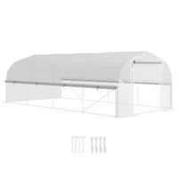 GEWÄCHSHAUS 6 x 3 x 2 m mit 8 Fenster & Tür, Weiß - Weiß, Kunststoff (300/200/595cm) - Outsunny