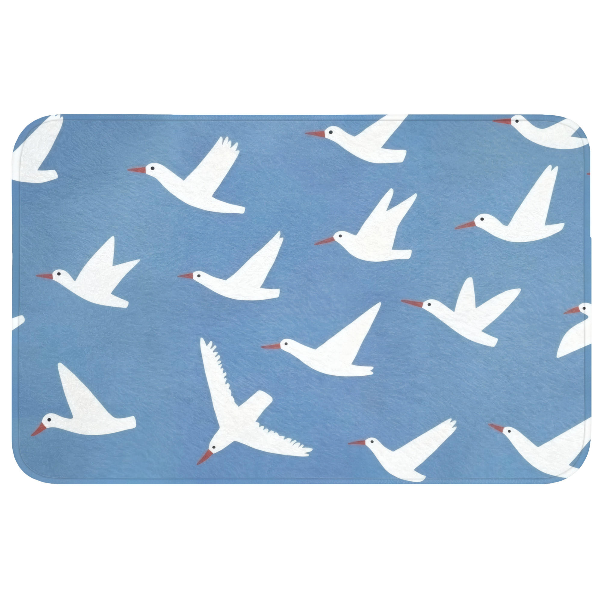 OnlyWow KOUPELNOVÁ PŘEDLOŽKA Ptáci - bílá - vzor 80x50 cm