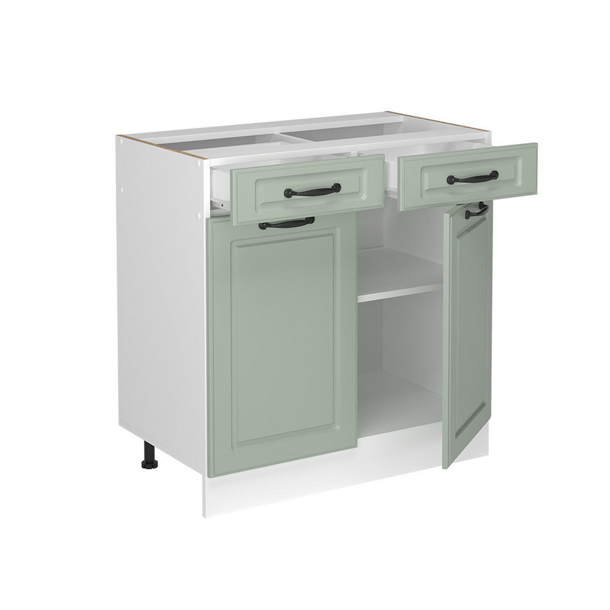KUCHYNSKÁ SPODNÁ SKRINKA R-Line, Mint vidiecky dom/biely, 80 cm antrasiitti työtaso - biela/mätovozelená, kompozitné drevo (80/81.6/60cm) - Vicco