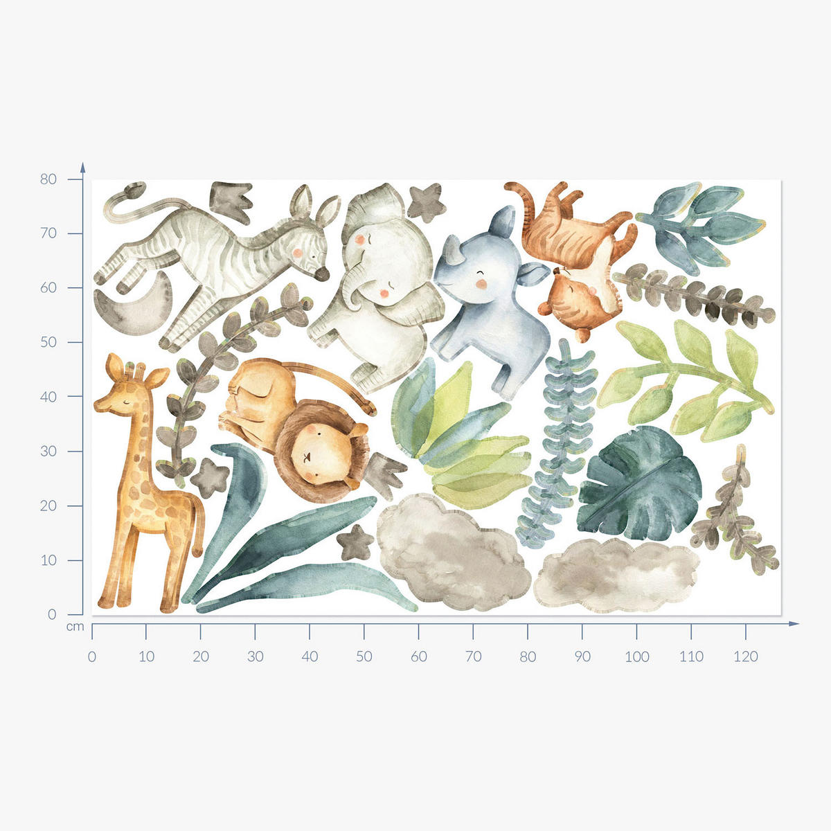 WANDAUFKLEBER 80x127cm - Wilde Safari - Multicolor, Kunststoff (80/127/0.1cm) - Wallfluent