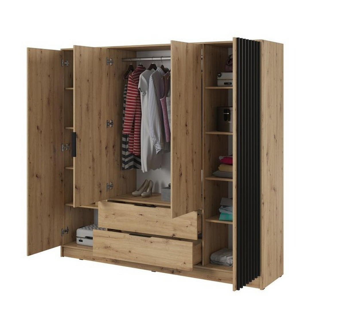 KLEIDERSCHRANK – 206 cm – Nelly – Eiche - Eiche Artisan, Holzwerkstoff (206/200/51cm) - hi-markt