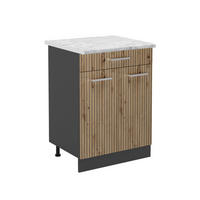 KÜCHENUNTERSCHRANK R-Line Artisan-Eiche 80 cm, AP Marmor - Anthrazit/Eiche Artisan, Holzwerkstoff (60/81.6/60cm) - Vicco