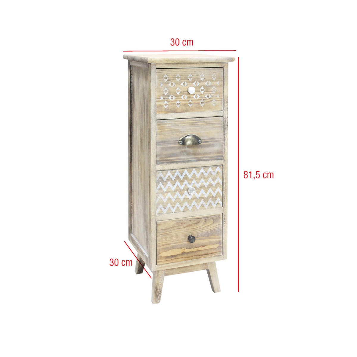 KOMMODE Hellbraun 30/30/82 cm - Hellbraun, Holz (30/82/30cm) - Mobili Rebecca