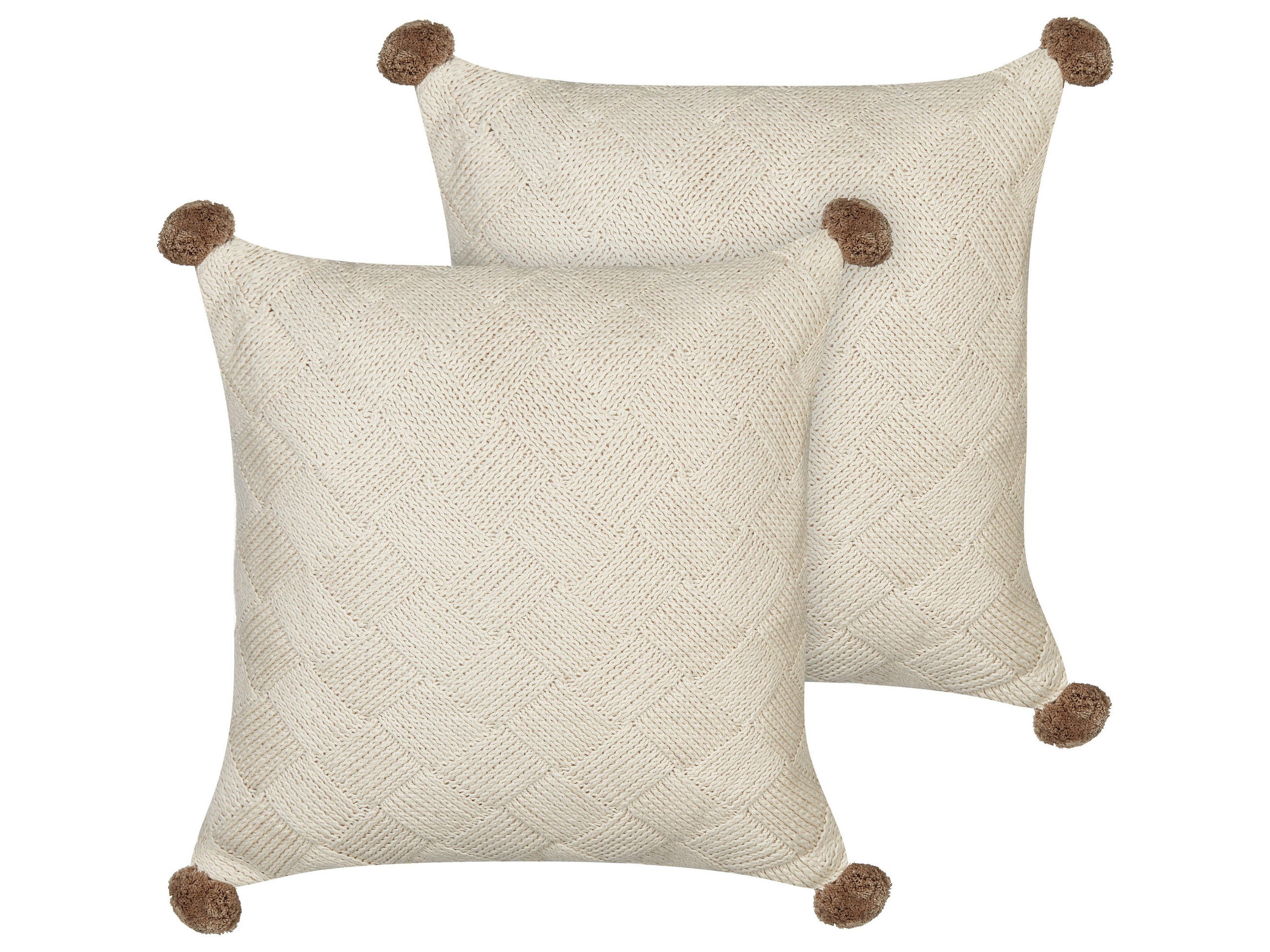 DEKOKISSEN 2er-Set Beige 45/45 cm Oberonia - Beige/Braun, Naturmaterialien (45/45cm) - Beliani