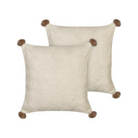 DEKOKISSEN 2er-Set Beige 45/45 cm Oberonia - Beige/Braun, Naturmaterialien (45/45cm) - Beliani