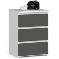 NACHTSCHRANK Weiß, Grau 40x35x57 cm - Schwarz Hochglanz/Weiß, Holzwerkstoff (40/57/35cm) - Akord