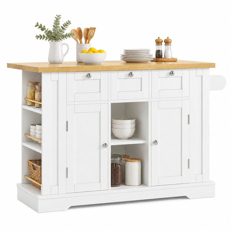 Beauniv Kücheninselwagen Weiß 70x87x132 cm
