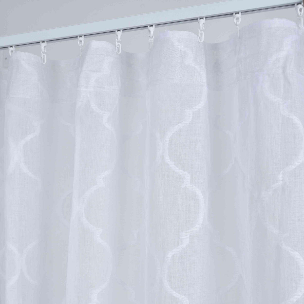 GARDINE VALENCIA HxB 245x145 cm Natur Lacework - Weiß, Textil (145/245cm)