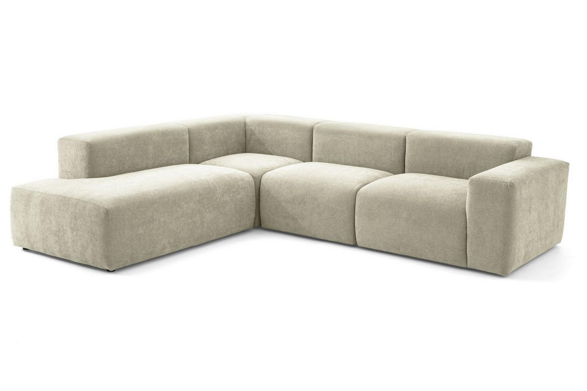 4-SITZER modulares Ecksofa HEAVEN SET 2 Links, Breite 300 cm Webstoff Olivgrün - Schwarz/Olivgrün, Holz/Kunststoff (300/245cm) - Muffo