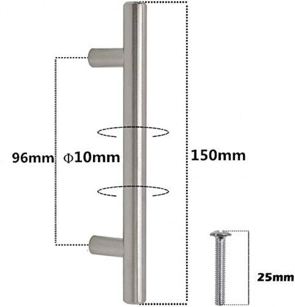 MÖBELGRIFF Silber 20er-Set 96 mm Edelstahl T-Griff - Silberfarben, Metall (2/3/9.6cm)