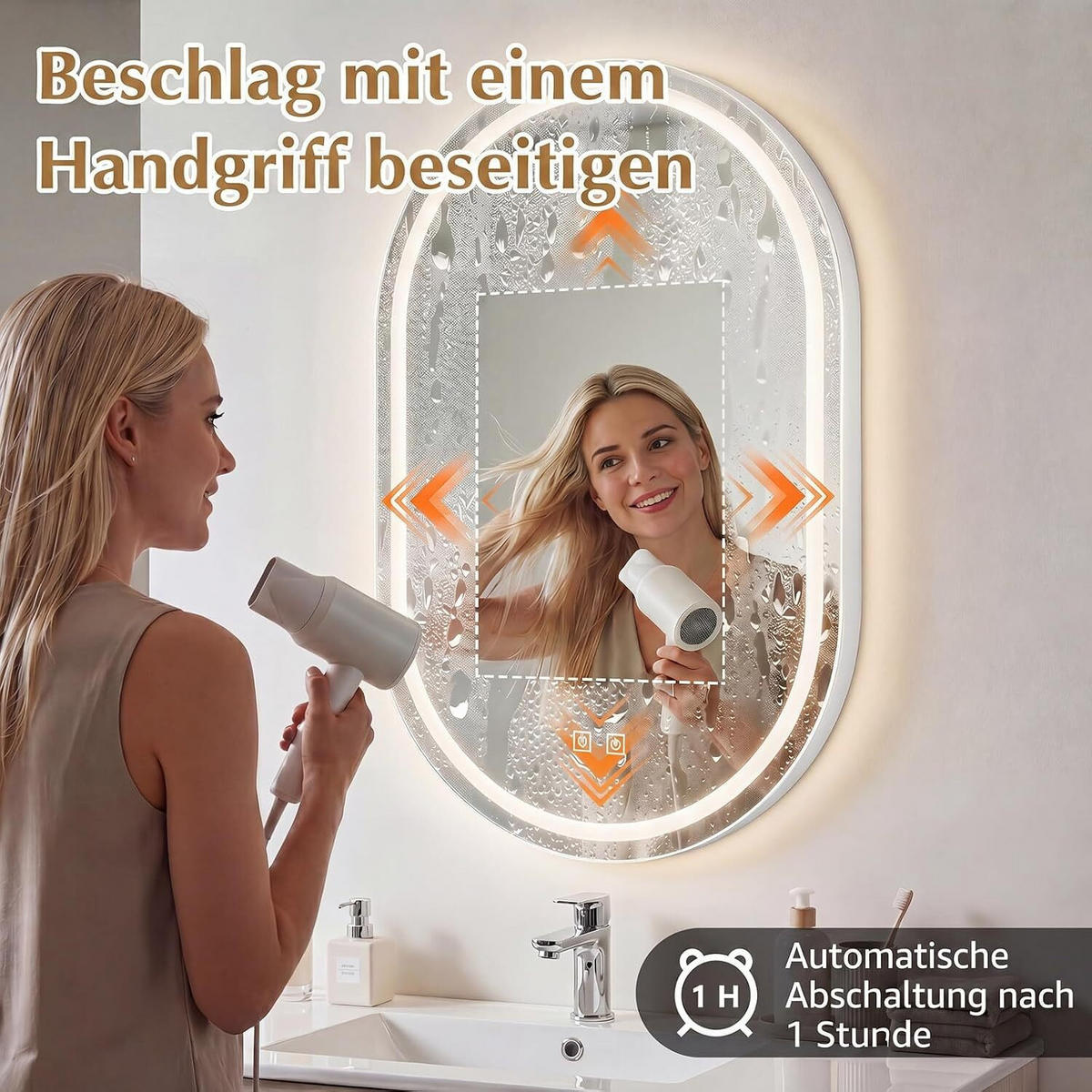 BADEZIMMERSPIEGEL oval silber - Silberfarben, Glas (50/80/4cm) - COSTWAY
