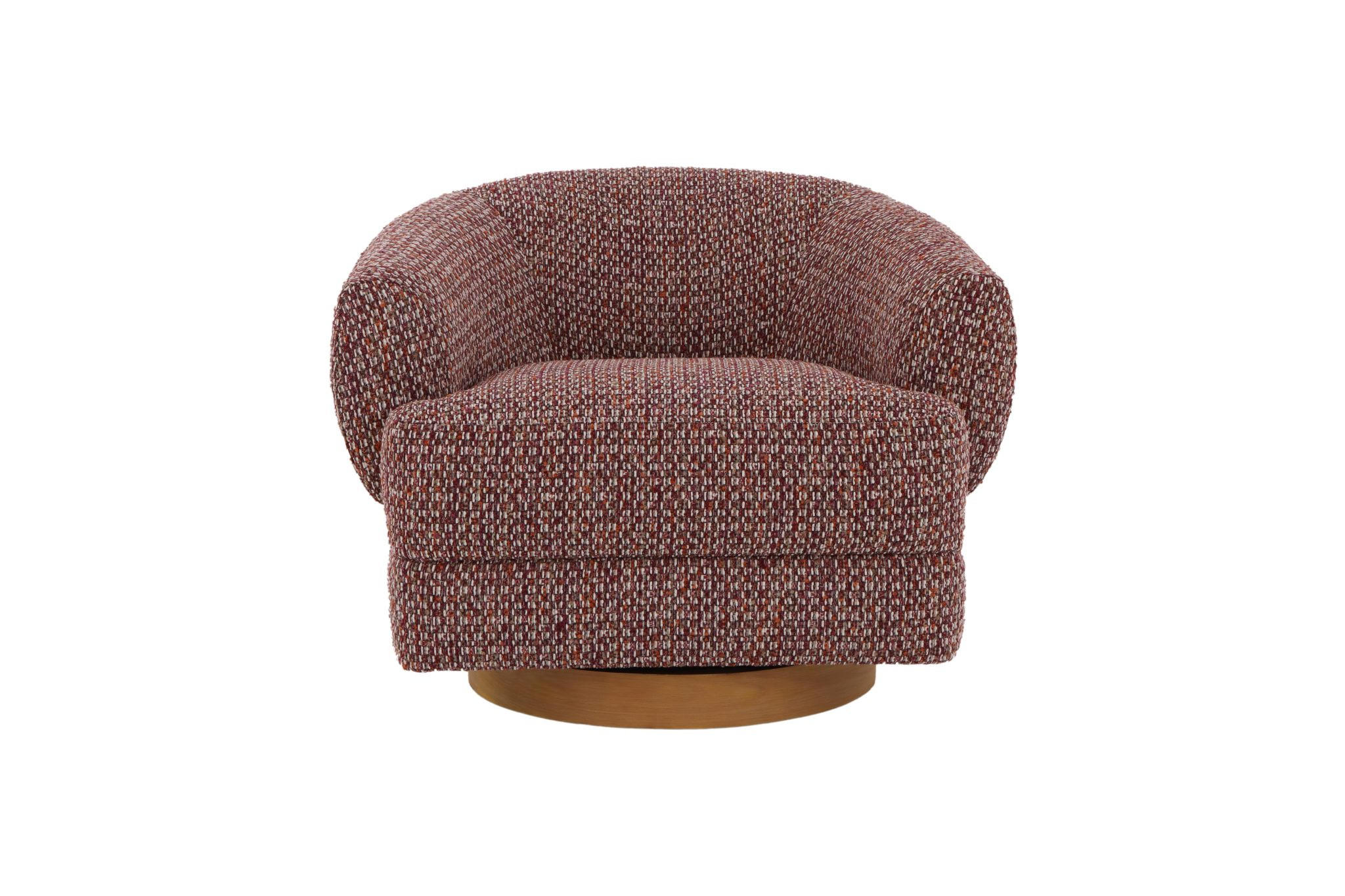 DREHSESSEL Emma, Natur Massiveiche + roter Stoff - Rot, Holz (95/74/88cm) - WOODEK