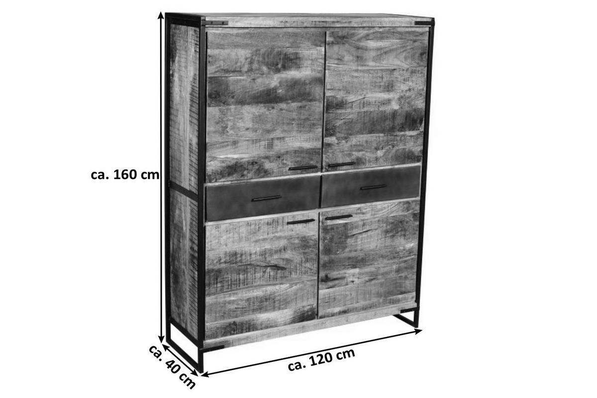 HIGHBOARD ARTA - Beige/Schwarz, Holz/Metall (120/160/40cm) - SAM