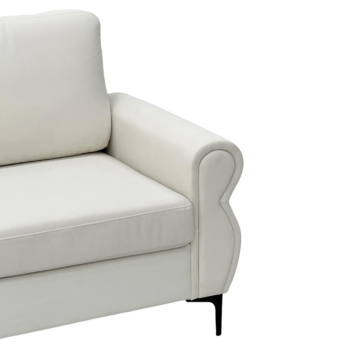 2-SITZER SOFA Polyester Cremeweiß mit Metallfüßen - Creme, Holzwerkstoff/Textil (173.5/92/81cm) - WISHDOR