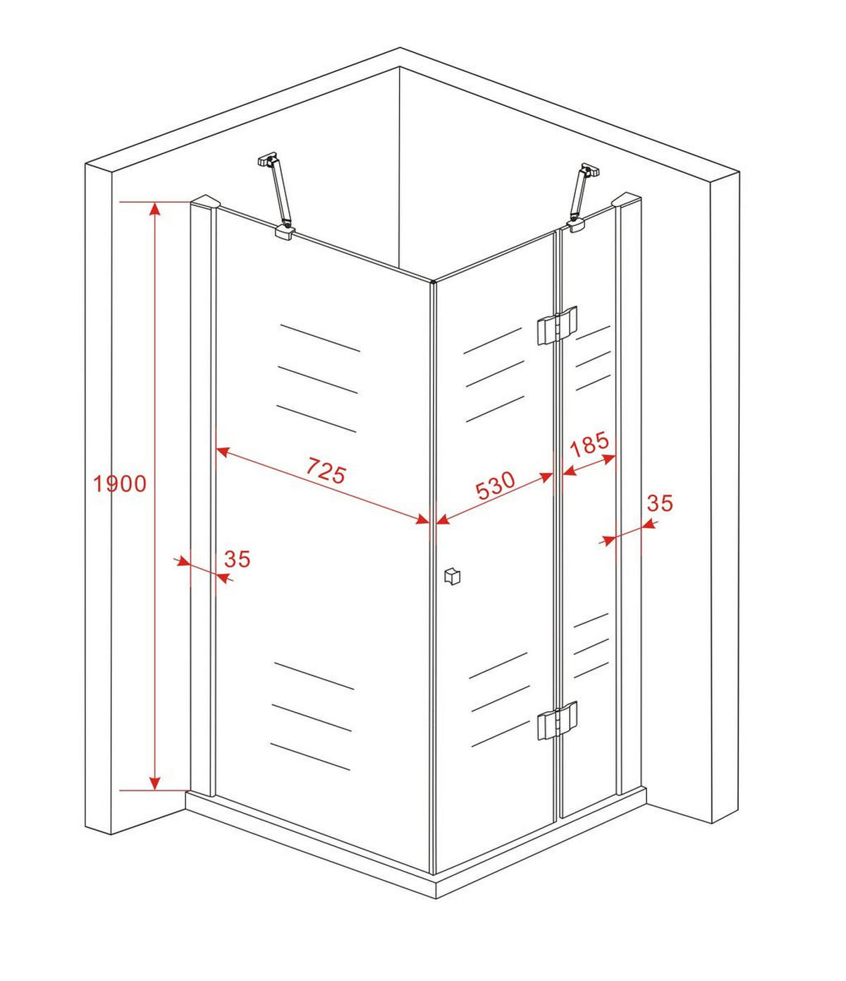 DUSCHKABINE RECREO Klar 80 x 80 x 190 cm 6 mm ESG - Klar, Glas (80/80/190cm) - Glasdeals