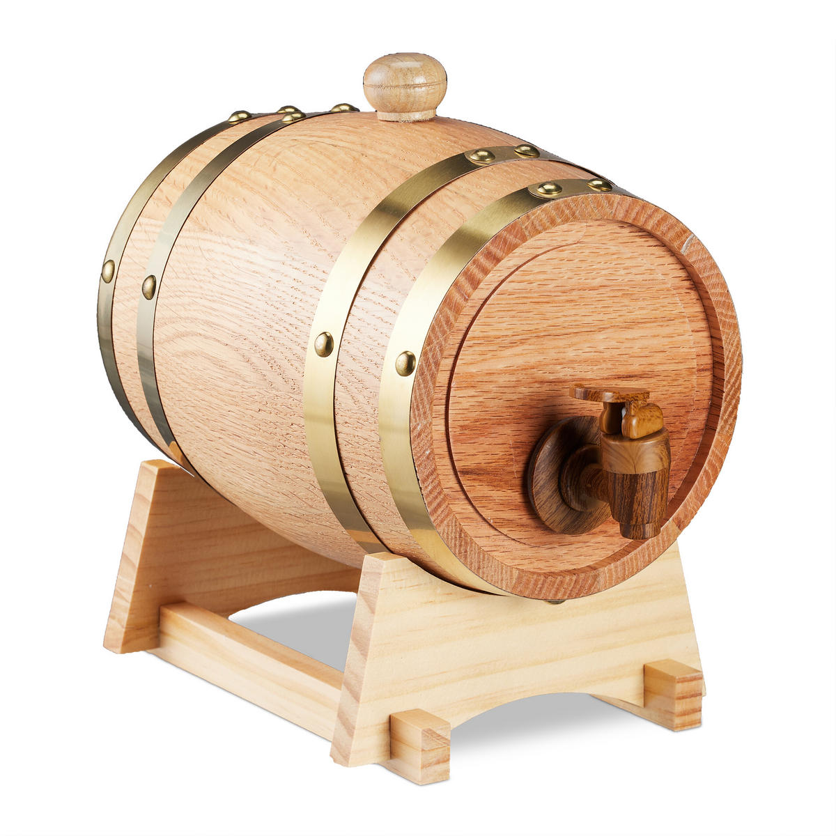 SUD na víno - svetlohnedá, kov/drevo (16/23/24cm) - Relaxdays