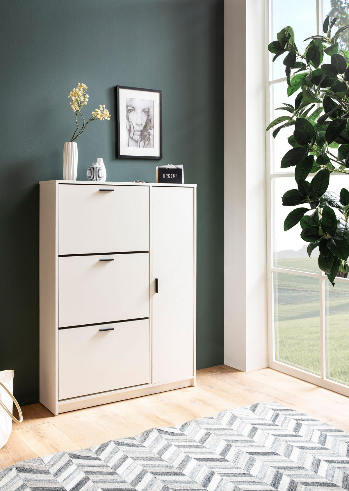 SCHUHSCHRANK – Weiß, 90x120x24 cm, Schuhkipper geschlossen, mit Ablage - Weiß, Holzwerkstoff (90/120/24cm) - KADIMA DESIGN
