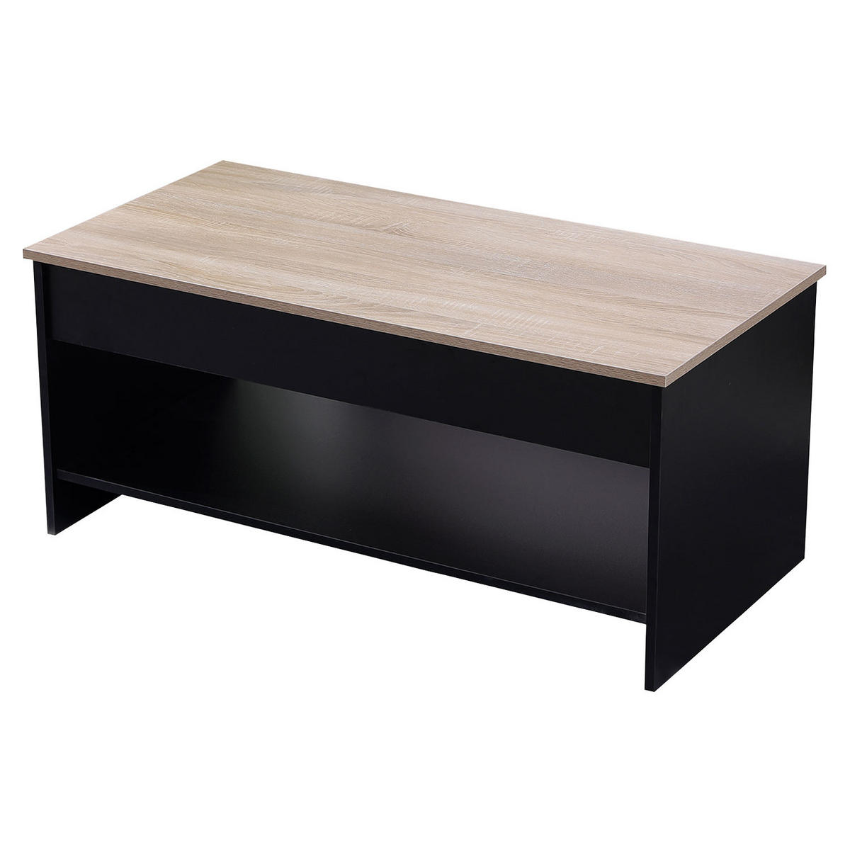 COUCHTISCH Hedda Schwarz und Holz - Hellbraun/Schwarz, Holzwerkstoff (100/50/58cm) - Happy Garden