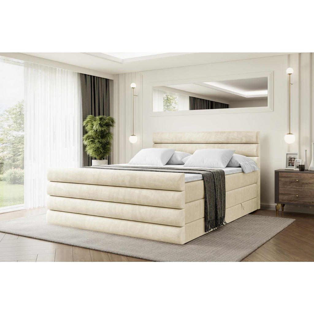 Thumbnail - Altdecor Boxspringbett, Beige, Holzwerkstoff, Höhe ca. 20 cm, 140x200 cm, Schlafzimmer, Betten, Boxspringbetten