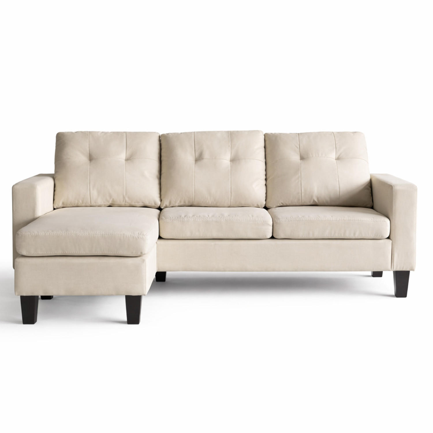 ECKSOFA Belfast Beige 3-Sitzer Stoff - Beige, Holz (183/124cm) - Concept Usine