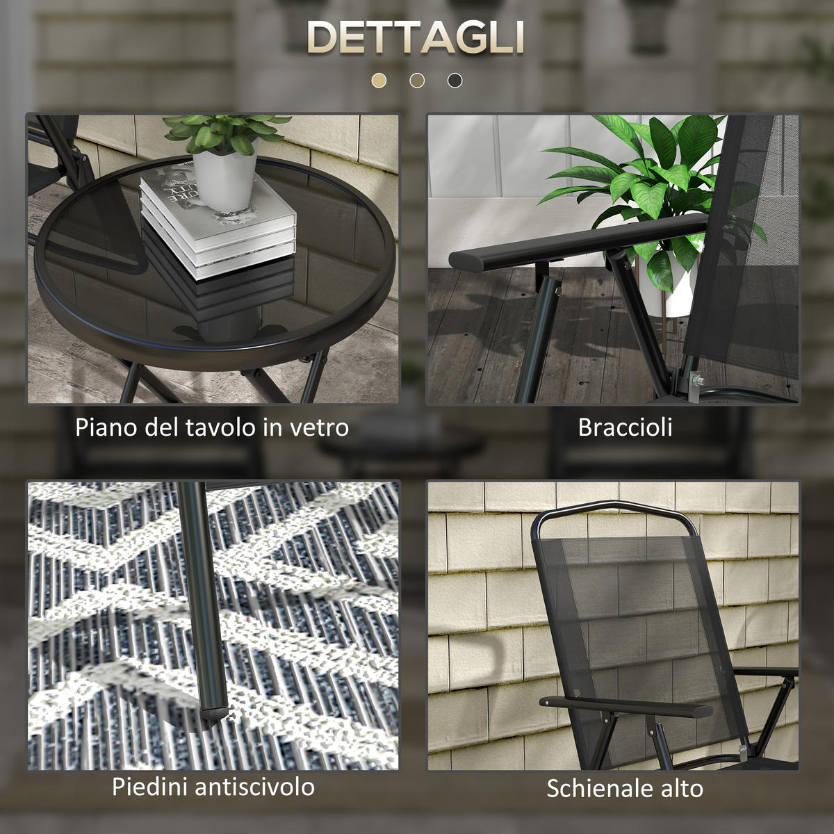 GARTEN-BEISTELLTISCHSET Schwarz 3 Stück - Schwarz, Metall (64/53.5/93cm) - GiPP
