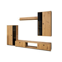 WOHNWAND Formilo Artisan Eiche 294/180/40 cm Hochwertige mit Lamellen - Hellbraun, Holzwerkstoff/Kunststoff (180/294/40cm) - AX Living