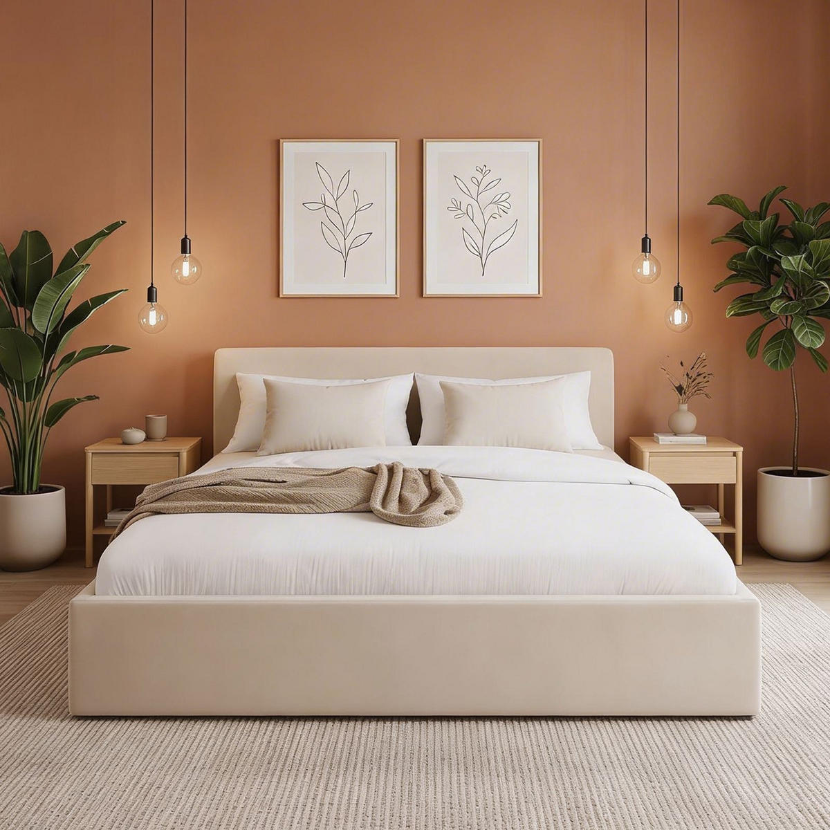 POLSTERBETT DREAM 180X200 CM - Creme, Textil (180/200cm) - IDIMEX