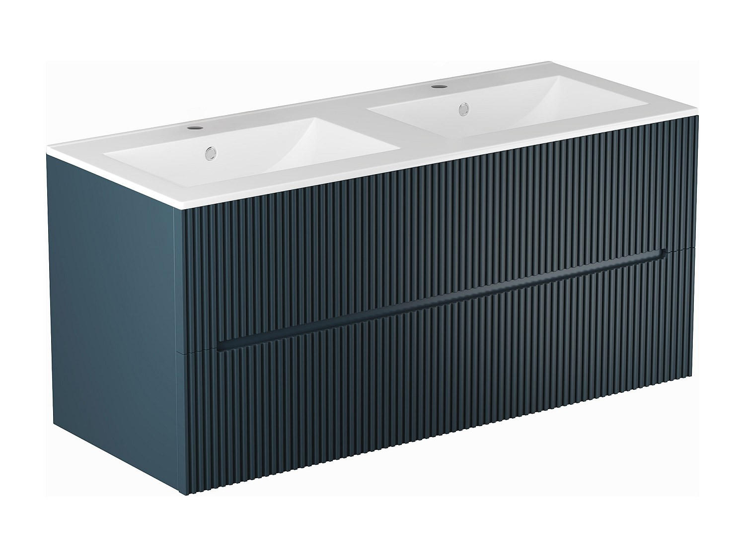 DOPPELWASCHTISCH - 120cm x 45.5cm - MDF - marineblau - PAVANI - Blau, Holz (120/55/45.5cm) - Vente-Unique