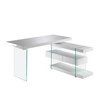 SCHREIBTISCH Rechteckig Glas | Weiß 140/127/75 cm - Transparent/Weiß, Glas/Holz (127/140/75cm) - ANGEL CERDA