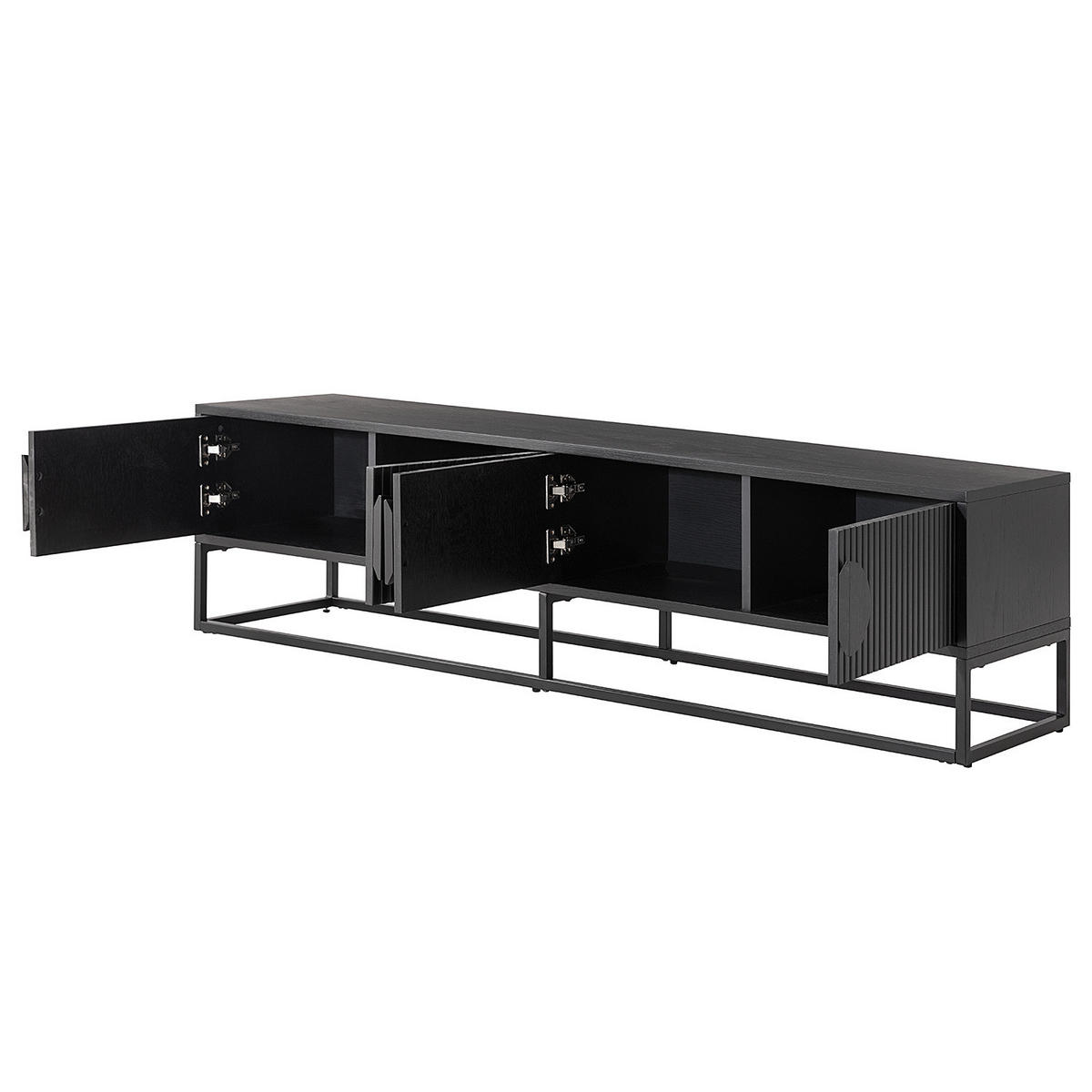 TV-LOWBOARD - Echtholzfurnier / Metall - Eichefarben, Holzwerkstoff/Metall (180/45/40cm) - home24