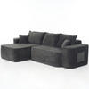 ECKSOFA Modulares L-Form in Chenille Montagefrei - Dunkelgrau, Textil (262/144cm) - Urban Meuble