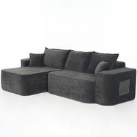 ECKSOFA Modulares L-Form in Chenille Montagefrei - Dunkelgrau, Textil (262/144cm) - Urban Meuble