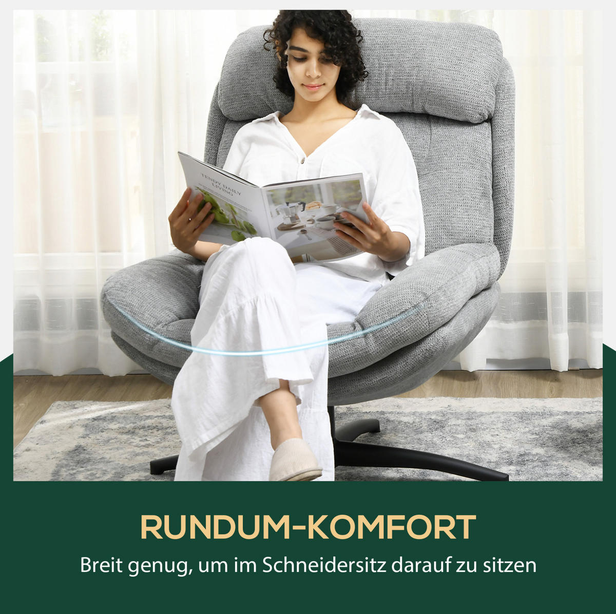 DREHSTUHL 79/98/91 cm Grau aus Polyester mit 360-Grad-Drehung - Grau, Textil (91/98/79cm) - OKMYHOME