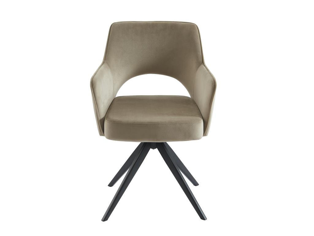 DREHSTUHL mit Armlehnen - Samt & schwarzes Metall - Beige - KONYA - Beige, Textil (59/84/58cm) - Vente-Unique