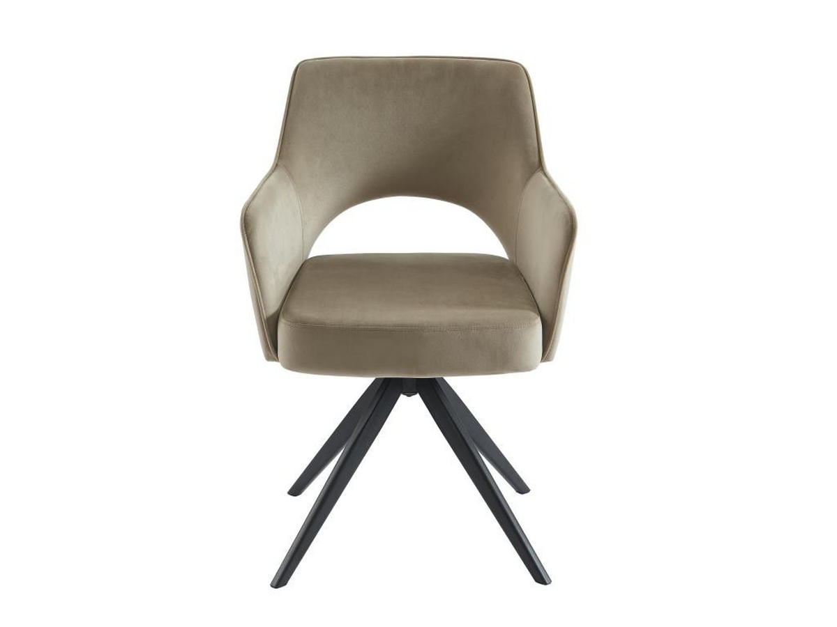 DREHSTUHL 2er-Set mit Armlehnen - Samt & schwarzes Metall - Beige - KONYA - Beige, Textil (59/84/58cm) - Vente-Unique