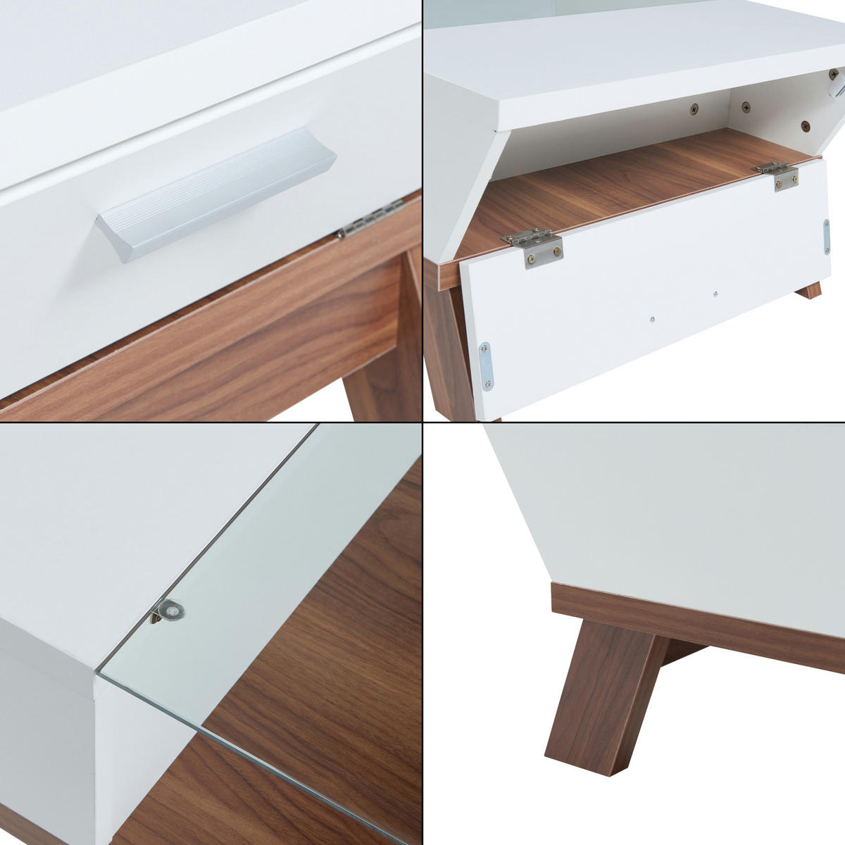 COUCHTISCH Ljusdal 120/55/33 cm - Walnussfarben/Weiß, Glas/Holzwerkstoff (55/120/33cm) - [en.casa]
