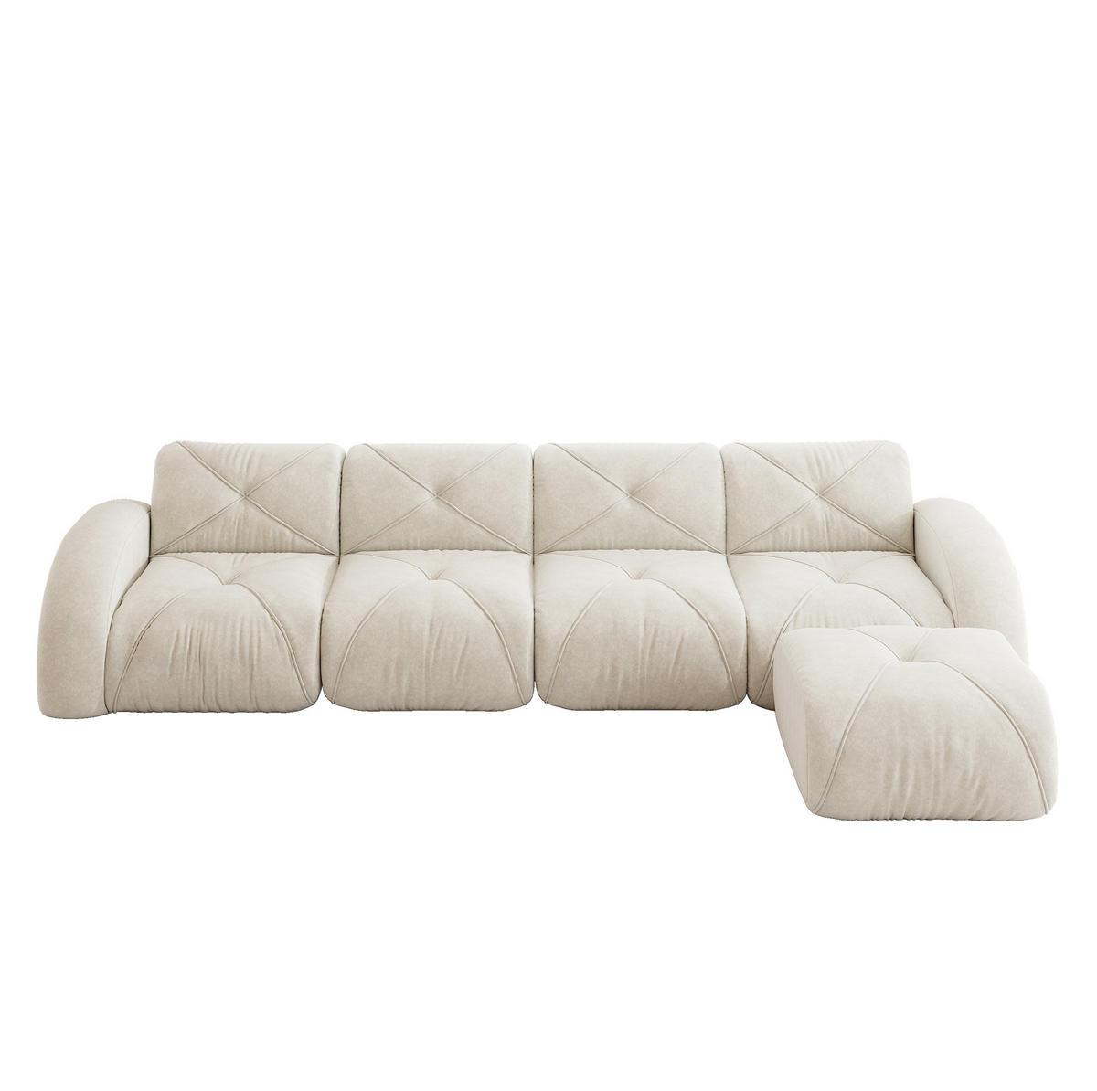 SOFA modular Chenille White - Weiß, Kunststoff (171/358cm) - Meubliv
