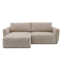 ECKSOFA BELLA L Links mit Schlaffunktion 140x205 Velours Beige - Beige/Schwarz, Holz/Kunststoff (230/165cm) - Muffo