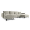 WOHNLANDSCHAFT Samt Stoff Creme - Perlmutt/Creme, Textil/Metall (317/86/162cm) - Makamii