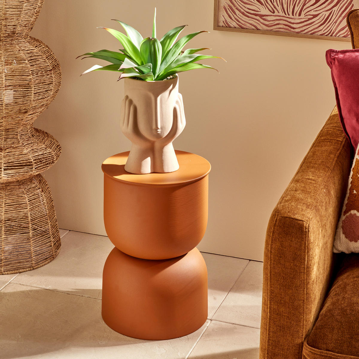 KAFFEETISCH Metall Totem Palomba Ochra 31/31/41,8 cm - Orange, Metall (31/31/41.8cm) - Atmosphera Createur d´interieur
