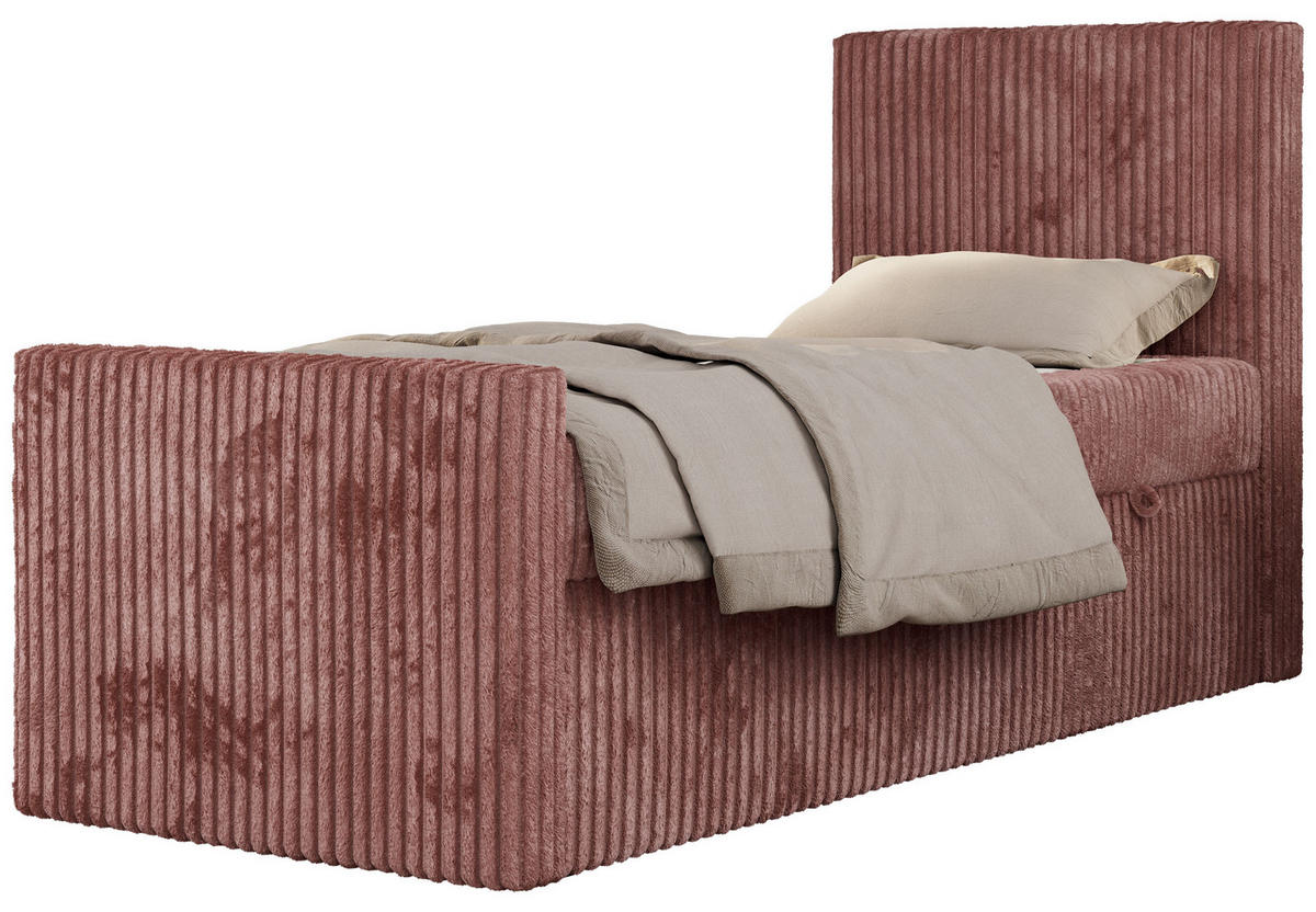 MLÁDEŽNÍ POSTEL TILIO DUO 90/200 - Světle růžová Manšestr - H3 - Pravá - růžová, textil (90/200cm) - MKS