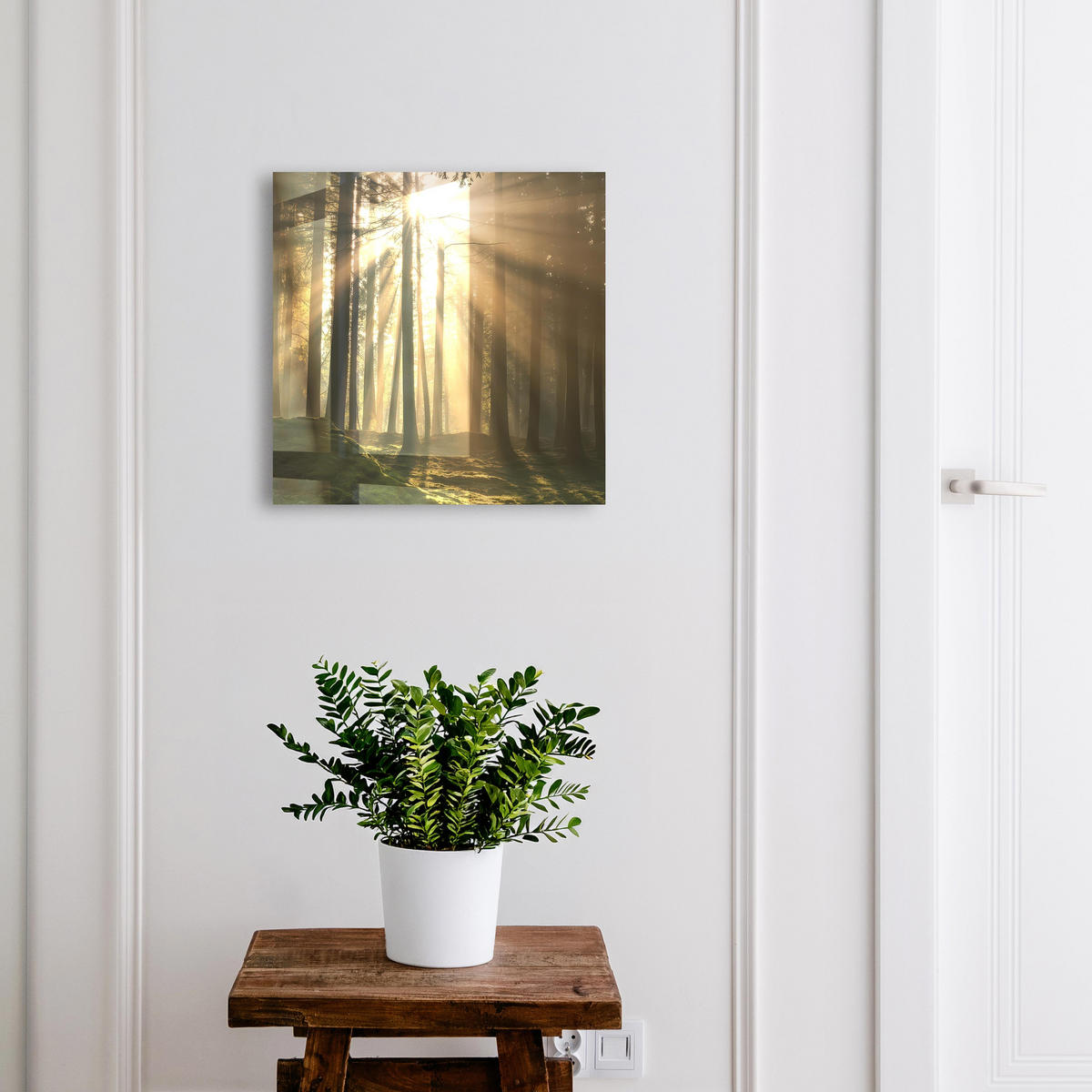 SCHLÜSSELBOX Weiß 30x30 cm – Türöffnung nach rechts - Waldlicht - Grün, Metall (30/30/5cm) - TULUP