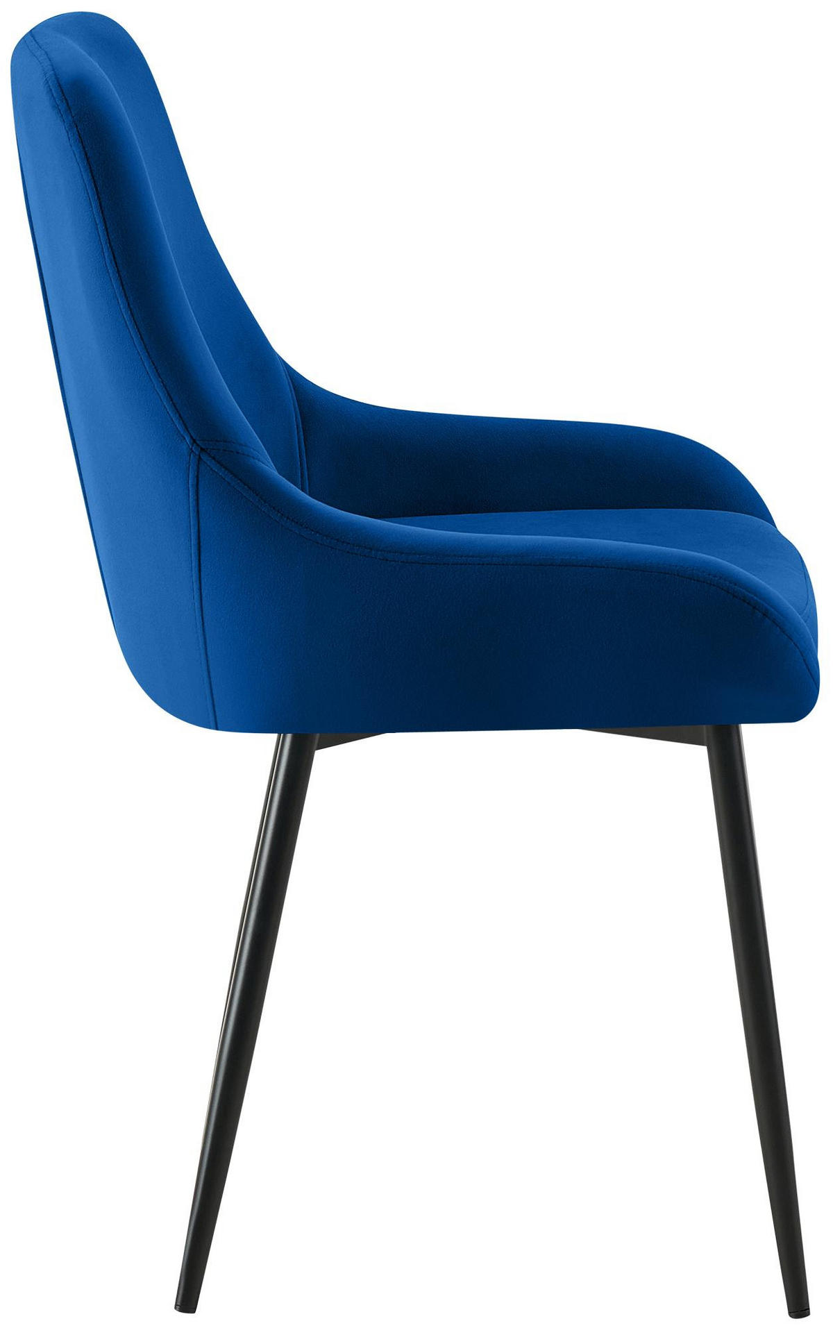 ESSZIMMERSTUHL 2er Set Samt Dunkelblau - Schwarz/Dunkelblau, Textil (50/86/53cm) - CLP